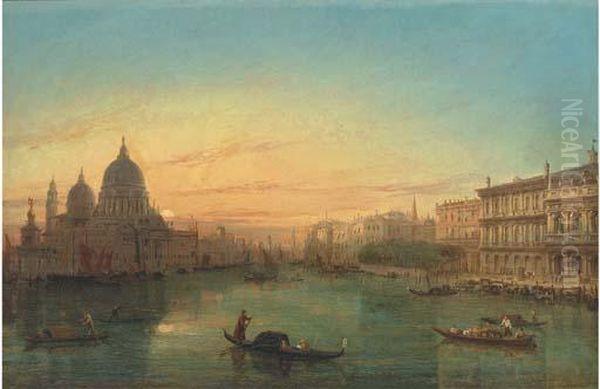 Gondolas On The Grand Canal At Sunset - view 1