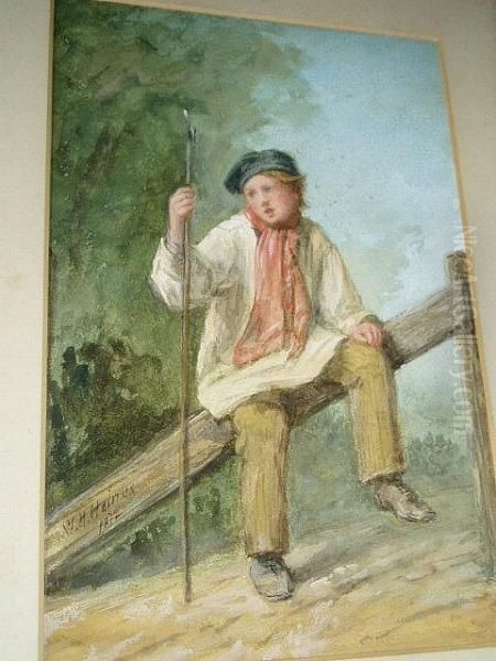 Boy Resting By A Stile - view 1