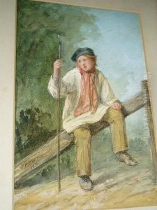 Boy Resting By A Stile