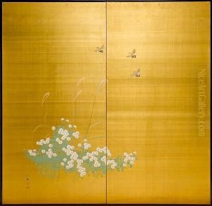 Daisies And Autumn Grassessilk by Takebe Hakuhou