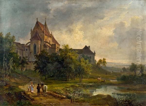 Romantische Landschaft Mit Kirche Am Fluss - view 1