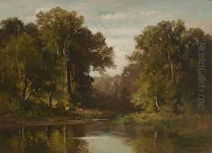 Rinder Am Waldteich by Fritz Halberg-Krauss