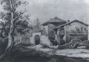 Arbeitern Beim Hausbau by Friedrich Haldenwang