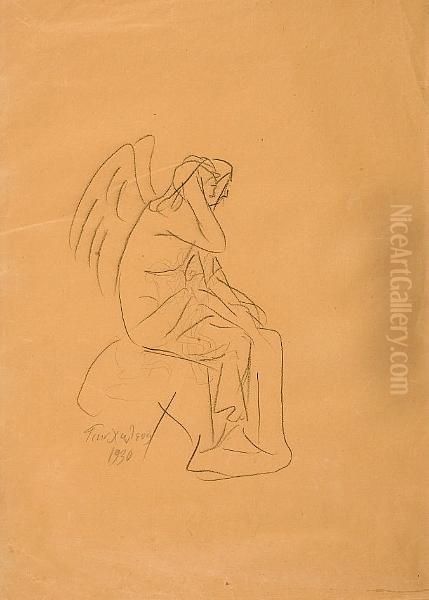 Seated Angel (recto); Another Version Of Thesame Subject (verso) - view 1