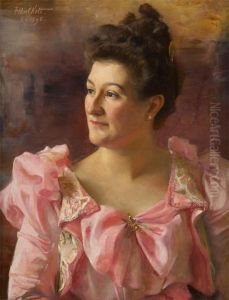Elegante A La Robe Rose by Francois Joseph Halkett