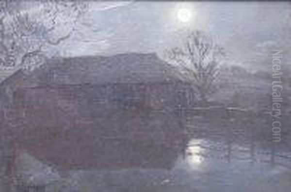 Moonlight Over Farm Buildings - view 1