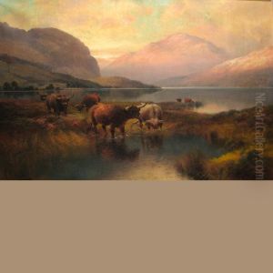 Highland Cattle, Loch Lubnaig, Perthshire, N.b. by Harold Hall