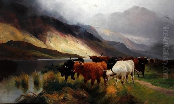 Highland Cattle By A Lochside - view 1