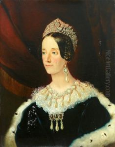 Portrait Einer Hochadeligen Dame Mit Reichem Perlschmuck. by John Hall