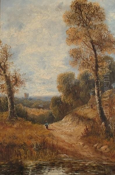 A Figure In An Autumn Landscape; Cottages - view 1