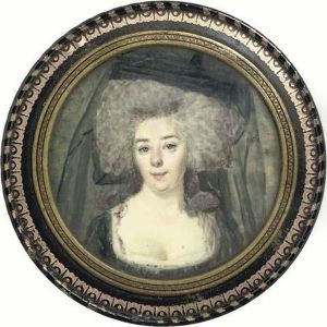 A Lady, In Black Dress And Wearing A Veil On Her Powdered Hair by Peter Adolf Hall