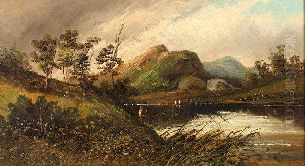 Landscape With Figure Fishing By A Stream - view 1