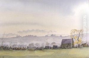 October Mist Near Ludlow by William Hall