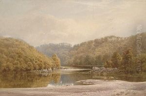 River Landscape With A Figure Near A Horse And Cart In The Foreground