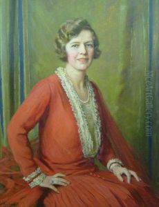 Seated Portrait Of A Lady Wearing A Red Dress by Maud Hall-Neale