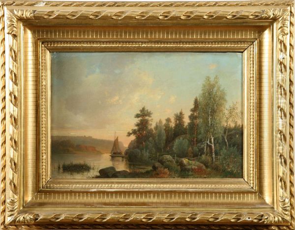 Insjolandskap Med Segelbat - view 1