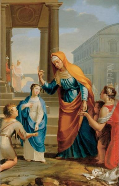 L'aumone Faite Par La Vierge Encore Enfant [daniel Halle ; The Virgin Of Charity As A Child ; Signed Lower Centre D. Halle. In. &amp; T. ; Oil On Canvas] - view 1