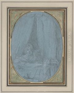 A Young Woman Looking Through The Curtains Of A Bed by Noel Halle