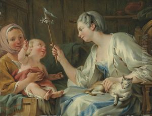 A Lady Entertaining A Child Of A Savoyard Woman With Apinwheel A Lady Entertaining A Child Of A Savoyard Woman With Apinwheel