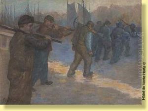 Fin De Journee Au Port by Charles-Dominique-Oscar Lahalle