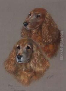 Portrait Of Two Spaniels - Pippa And Witsie by Dorothy S. Hallett