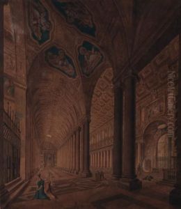 Vue Interieure De La Basilique Sainte Marie Majeure A Rome Plume Et Encre by Anton Hallmann