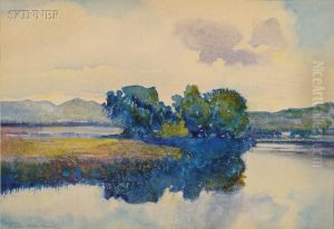 Stand Of Trees By A Riverbend by George Hawley Hallowell