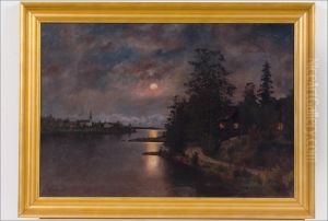Maisema Kuunvalossa - Manskenslandskap. by Carl Hallstrom