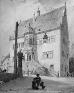 G. "das Dettelbacher Rathaus". Aquarell. Sign., Bez. Und Dat. 84 ? Ba: 31 X 24 Cm. Rahmen