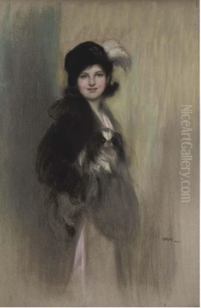 Portrait Of Lady Dorothy Duveen, As A Young Girl, Three-quarter-length, In A Feathered Hat - view 1