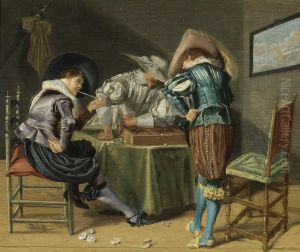 Tric-trac Players In An Interior by Dirck Hals