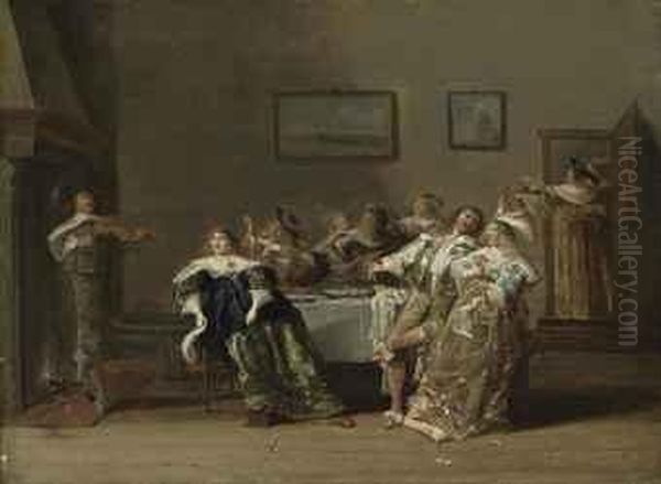 Elegant Company Merrymaking In An Interior - view 1