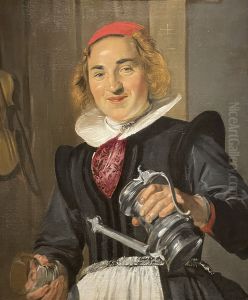 Young Woman Holding A Glass And A Flagon
