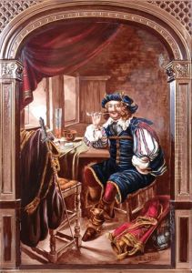 Interiors With Men Drinking And Smoking A Clay Pipe
