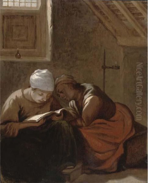 Two Women Reading In An Interior - view 1