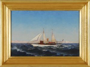 American Steam-sail Yacht Off Highland Light by William Formby Halsall