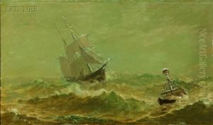 Two Marine Scenes: Ship On The High Seas by William Formby Halsall