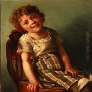 Portrait Of A Girl Sitting On A Chair by Julie Caroline Hamann