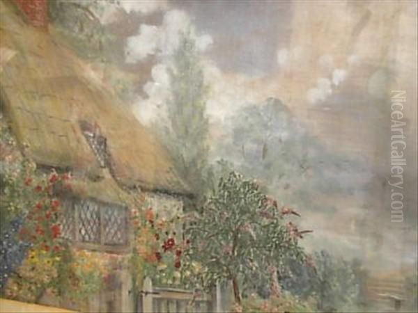 Cottage Scene With Flowers - view 1