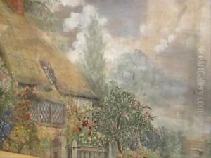 Cottage Scene With Flowers Cottage Scene With Flowers
