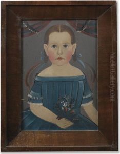Portrait Of A Pretty Young Girl In A Blue Dress, Holding Bouquet Of Flowers Portrait Of A Pretty Young Girl In A Blue Dress, Holding Bouquet Of Flowers
