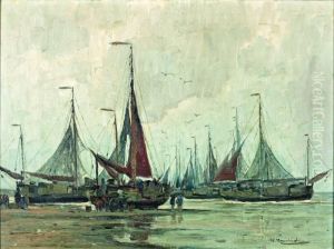 Vissersboten Op Het Katwijkse Strand by Wilhelm Hambutchen