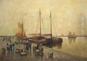 Hollandische Hafenlandschaft by Wilhelm Hambutchen