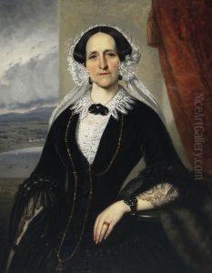 Portrait Of Mme Charles Turgeon (nee Emilie Saint-germain) by Theophile Hamel