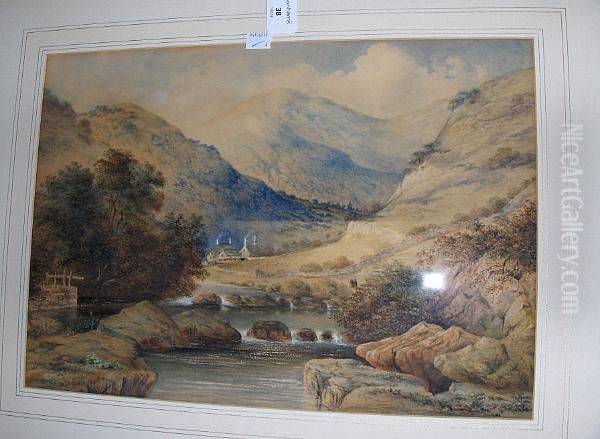 Cottages By A River In A Valley Landscape - view 1