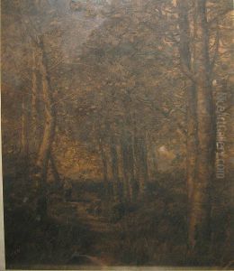 Houtsprokkelaars In Het Bos. by Adolphe Jean Hamesse