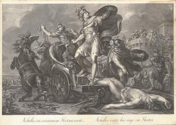 Achilles Vents His Rage On Hector, By Dominicus Cunego - view 1