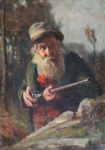 Old Farmer With Shotgun by J. Hamilton