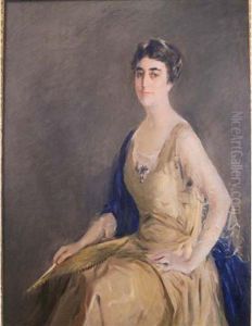 Woman With Fan by John Mclure Hamilton