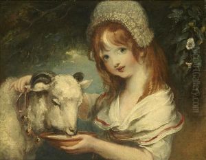 Young Girl Feeding A Lamb